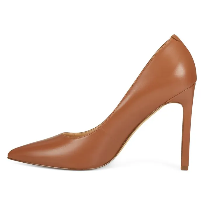 Tatiana Pointy Toe Pumps Light Brown Leather Women Nine West Heels