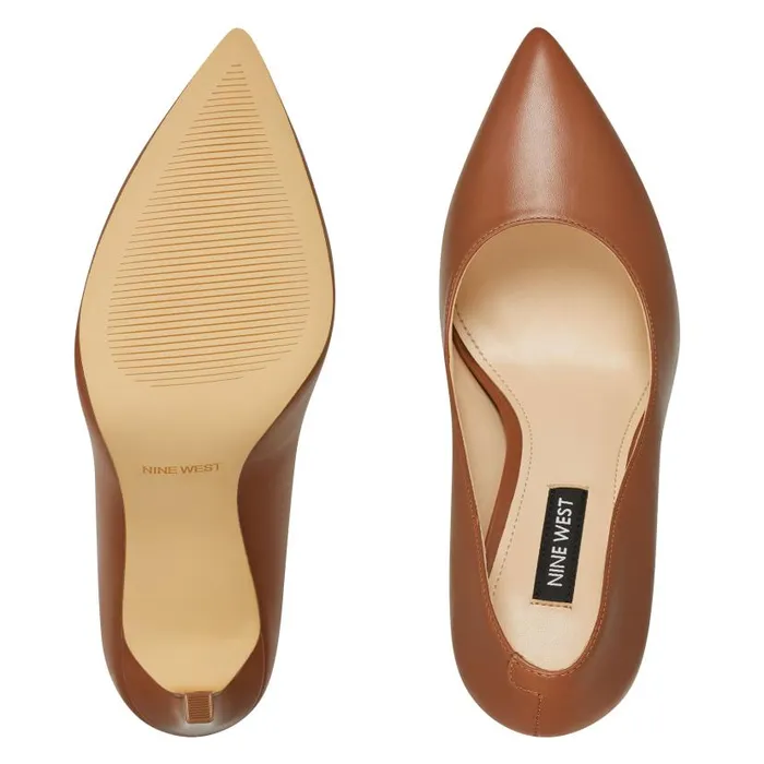 Tatiana Pointy Toe Pumps Light Brown Leather Women Nine West Heels