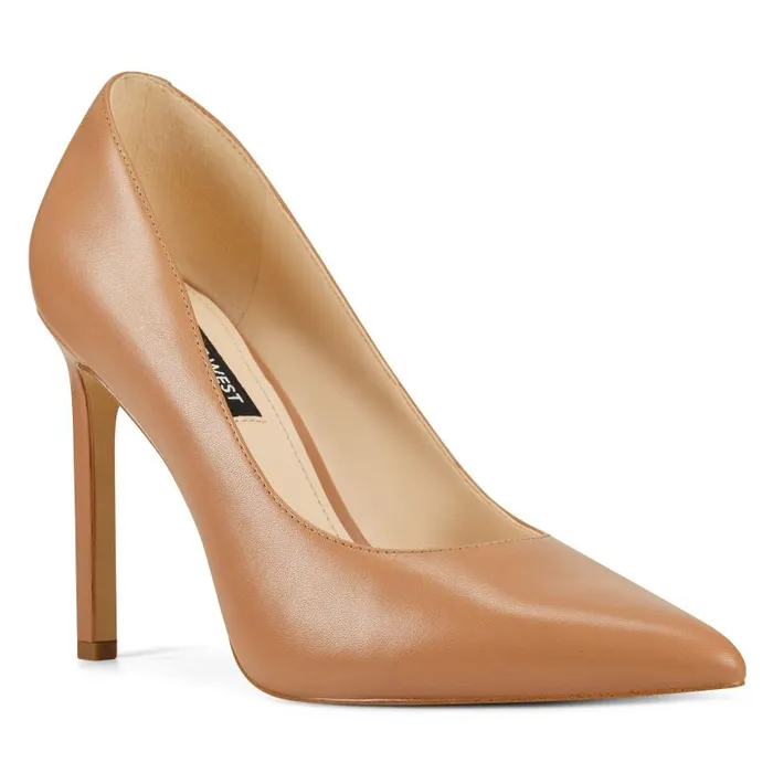 Tatiana Pointy Toe Pumps Natural Leather Women Nine West Heels