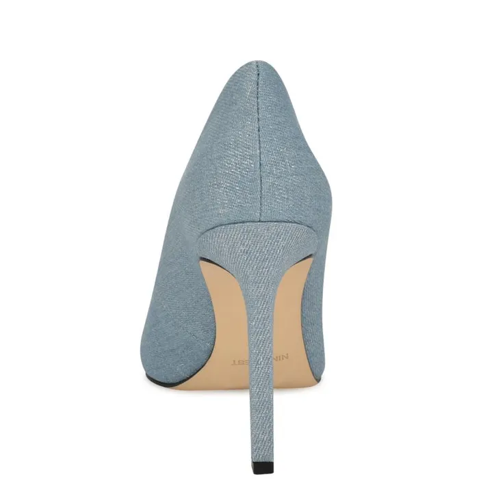 Tatiana Pointy Toe Pumps Silver Denim Women Nine West Heels