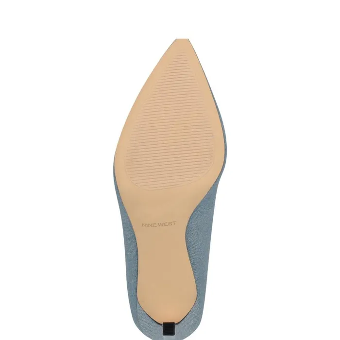 Tatiana Pointy Toe Pumps Silver Denim Women Nine West Heels