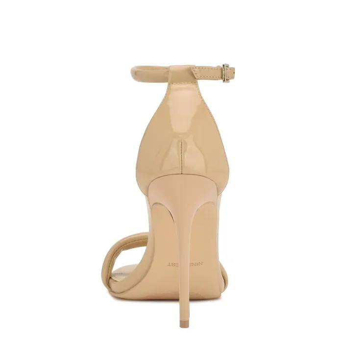 Teeya Ankle Strap Sandals Light Natural Patent Women Nine West Heels