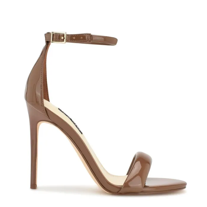 Teeya Ankle Strap Sandals New Maple Patent Women Nine West Heels