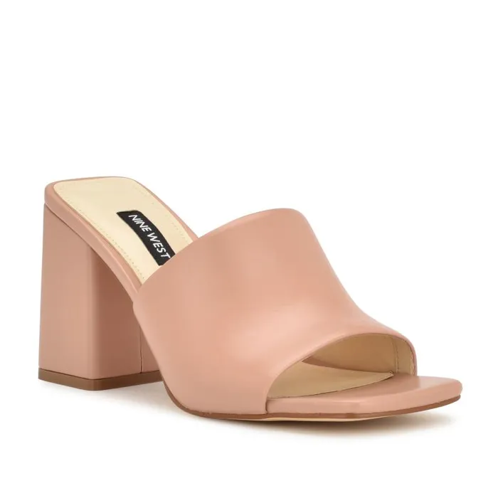 Teice Heeled Slide Sandals Nude Women Nine West Heels