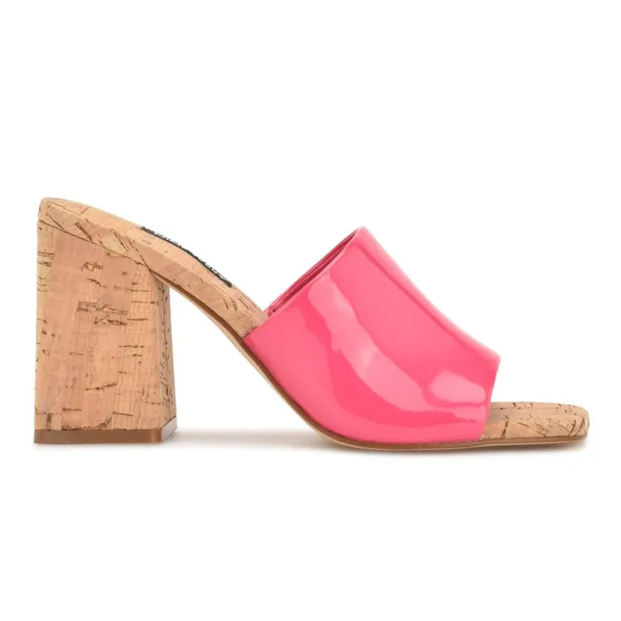 Teice Heeled Slide Sandals Pink Patent Women Nine West Heels