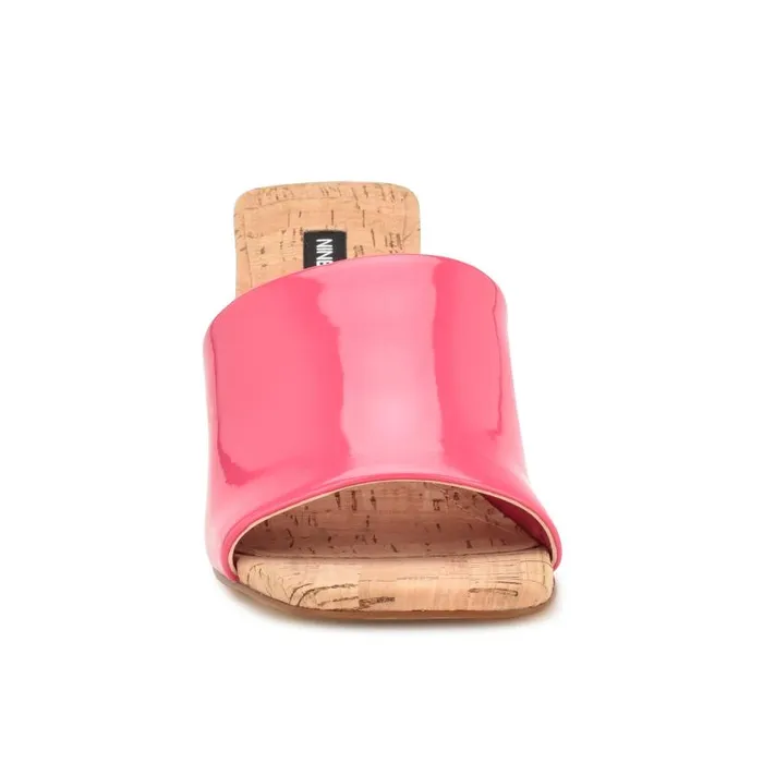 Teice Heeled Slide Sandals Pink Patent Women Nine West Heels