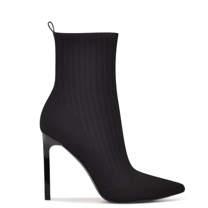 Teoy Dress Booties Black Knit Women Nine West Boots and Booties