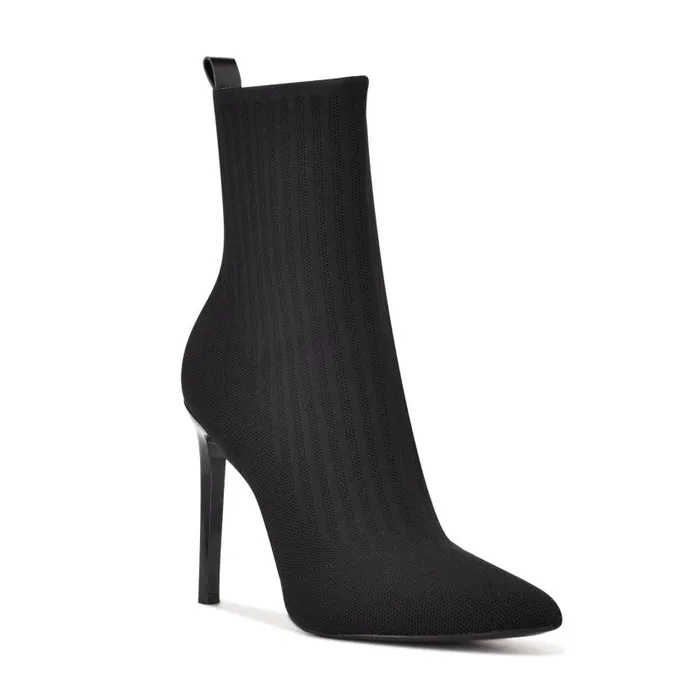 Teoy Dress Booties Black Knit Women Nine West Boots and Booties