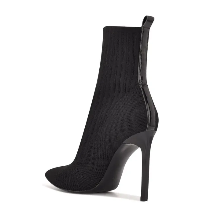 Teoy Dress Booties Black Knit Women Nine West Boots and Booties