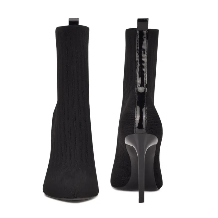 Teoy Dress Booties Black Knit Women Nine West Boots and Booties