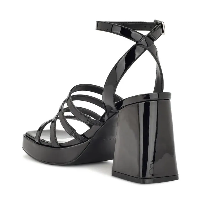 Teriss Strappy Platform Sandals Black Patent Women Nine West Sandals