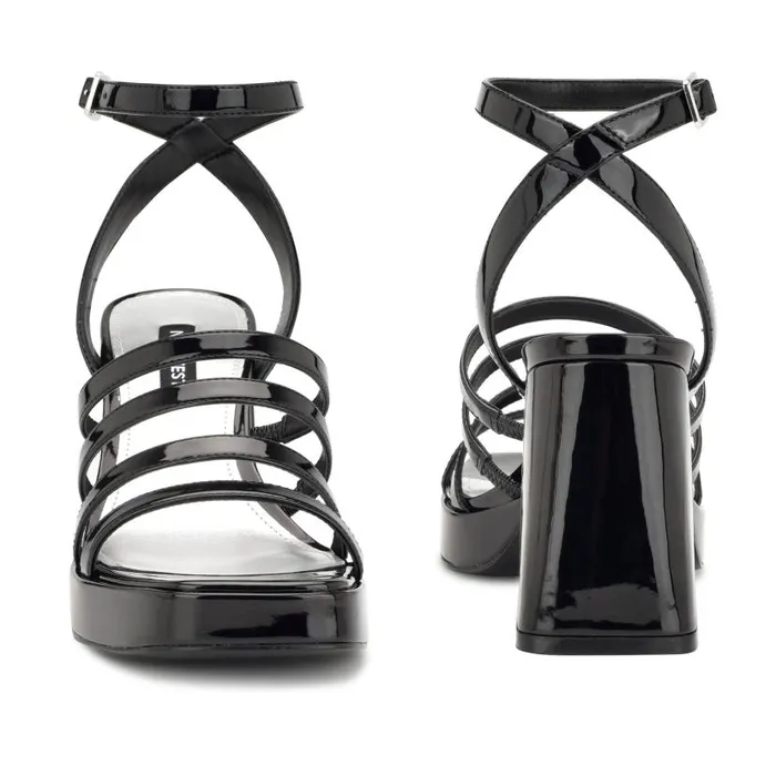 Teriss Strappy Platform Sandals Black Patent Women Nine West Sandals