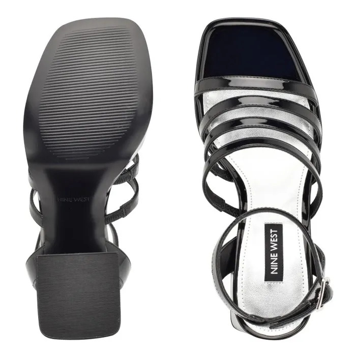 Teriss Strappy Platform Sandals Black Patent Women Nine West Sandals