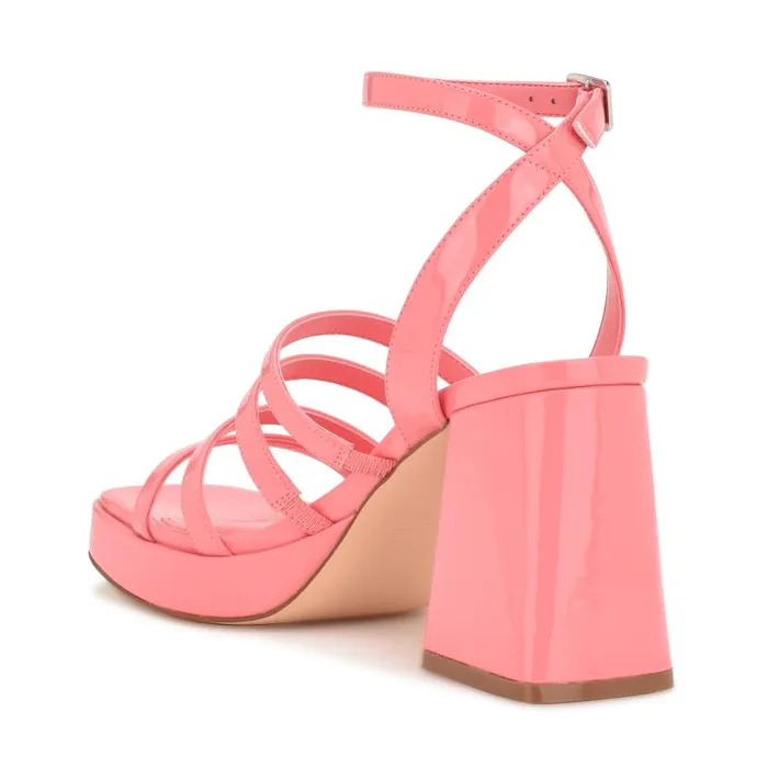 Teriss Strappy Platform Sandals Pink Rose Patent Women Nine West Heels