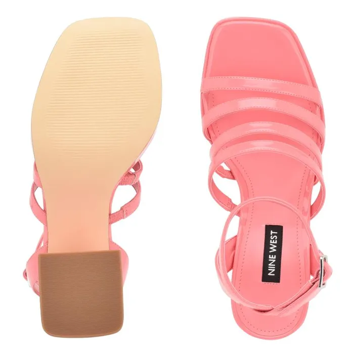 Teriss Strappy Platform Sandals Pink Rose Patent Women Nine West Heels