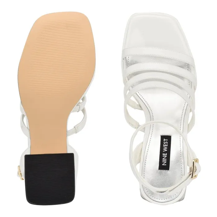 Teriss Strappy Platform Sandals White Patent Women Nine West Heels