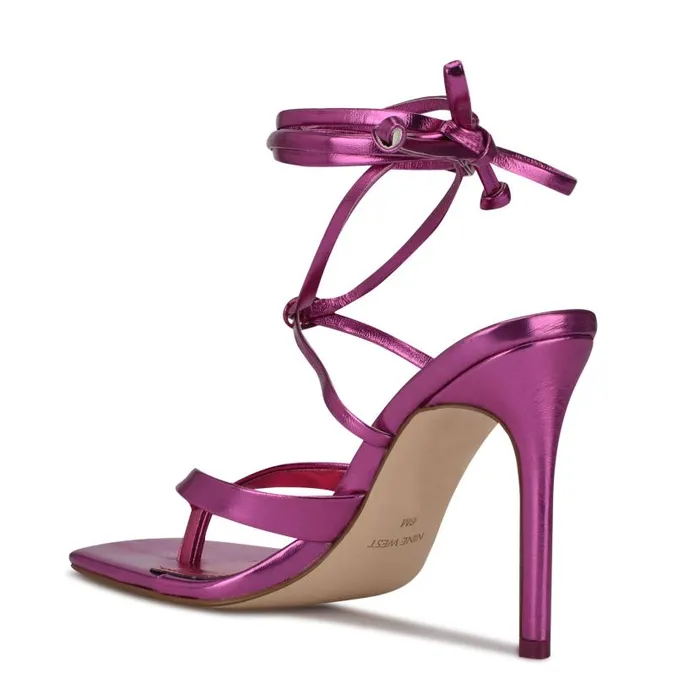 Terrie Ankle Wrap Heeled Sandals Dark Pink Metallic Women Nine West Sandals
