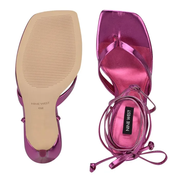 Terrie Ankle Wrap Heeled Sandals Dark Pink Metallic Women Nine West Sandals
