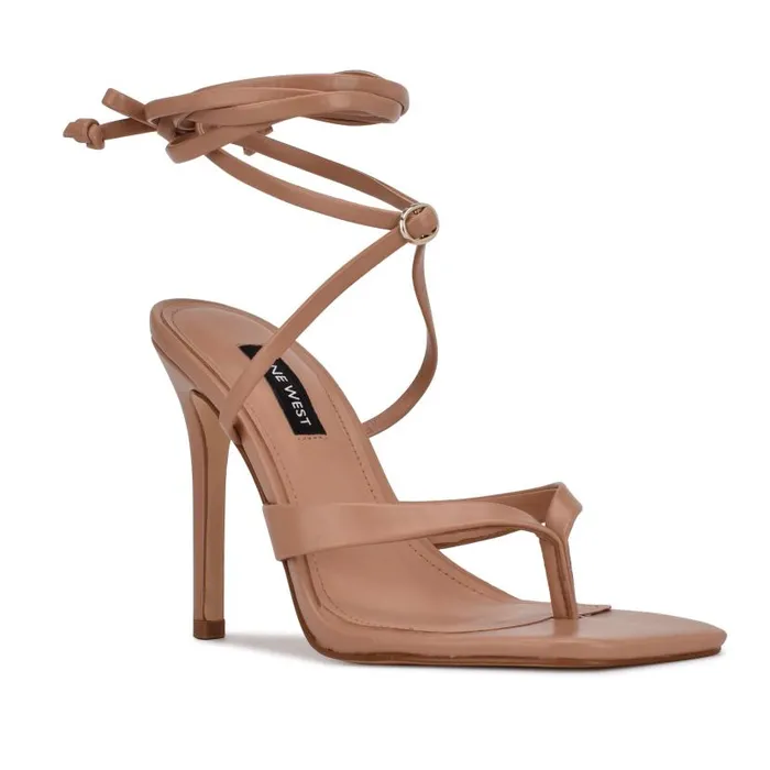 Terrie Ankle Wrap Heeled Sandals Nude Women Nine West Heels
