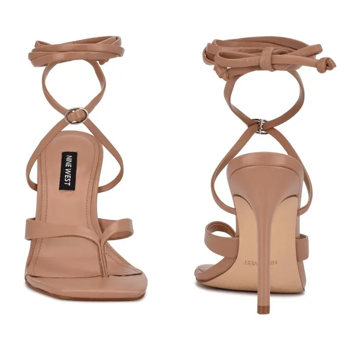 Terrie Ankle Wrap Heeled Sandals Nude Women Nine West Heels