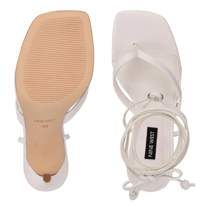 Terrie Ankle Wrap Heeled Sandals White Women Nine West Sandals