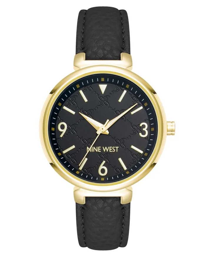 Textured Strap Watch Black WomenMen Nine West Watches