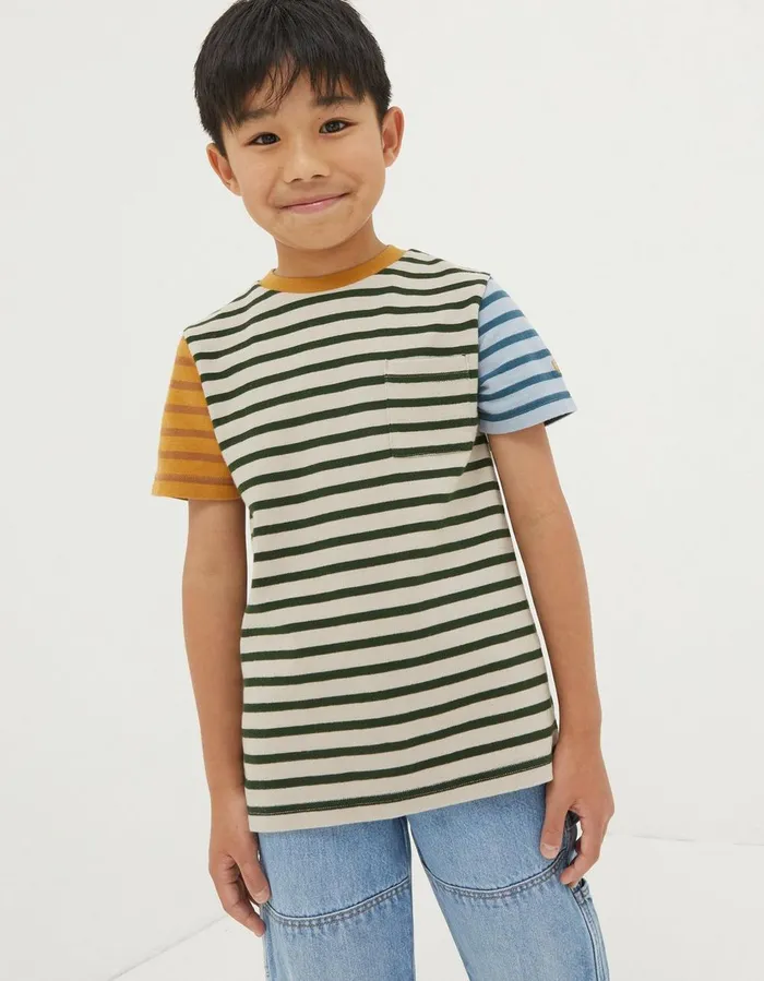 Textured Stripe TShirt Oatmeal Boys FatFace TShirts and Polos