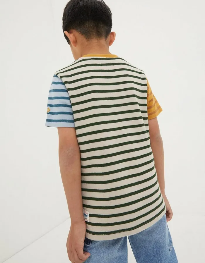 Textured Stripe TShirt Oatmeal Boys FatFace TShirts and Polos