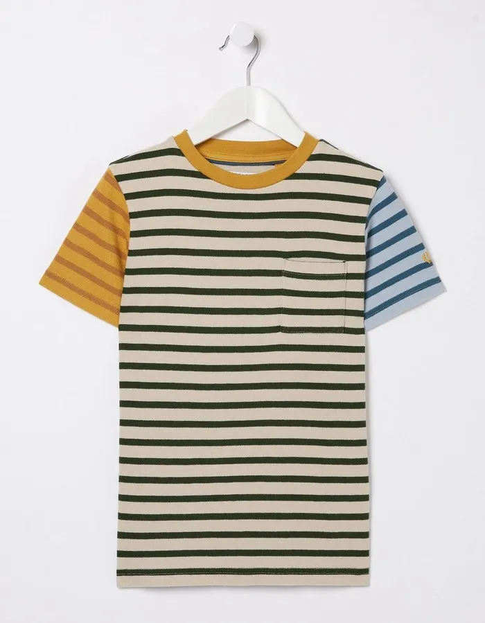 Textured Stripe TShirt Oatmeal Boys FatFace TShirts and Polos