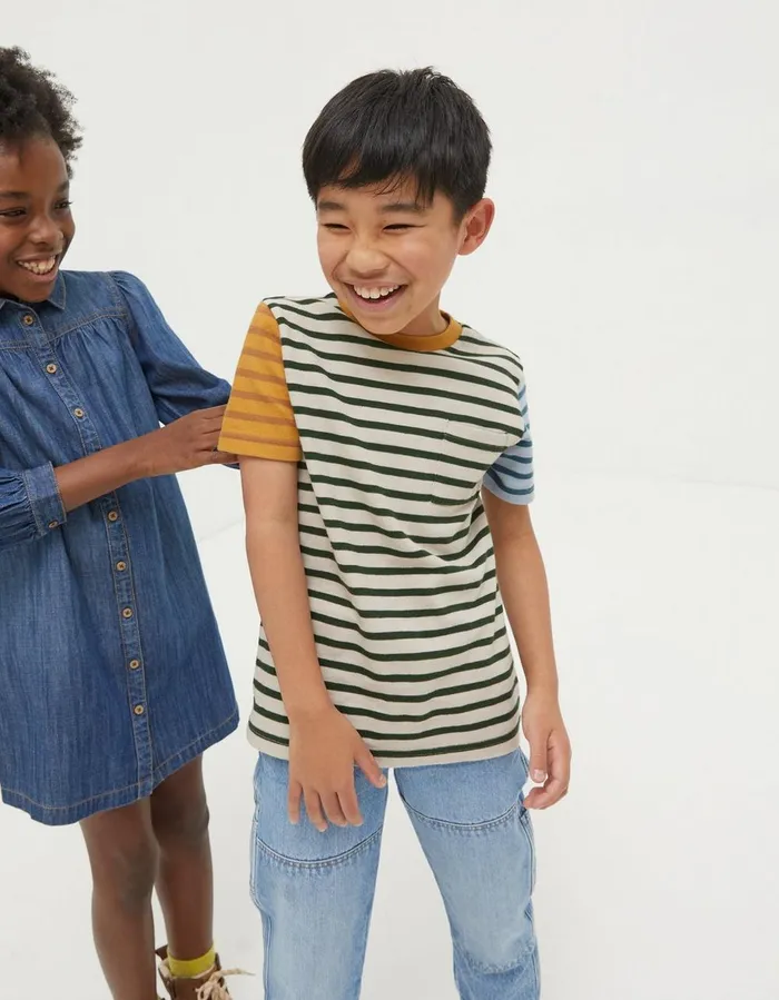 Textured Stripe TShirt Oatmeal Boys FatFace TShirts and Polos