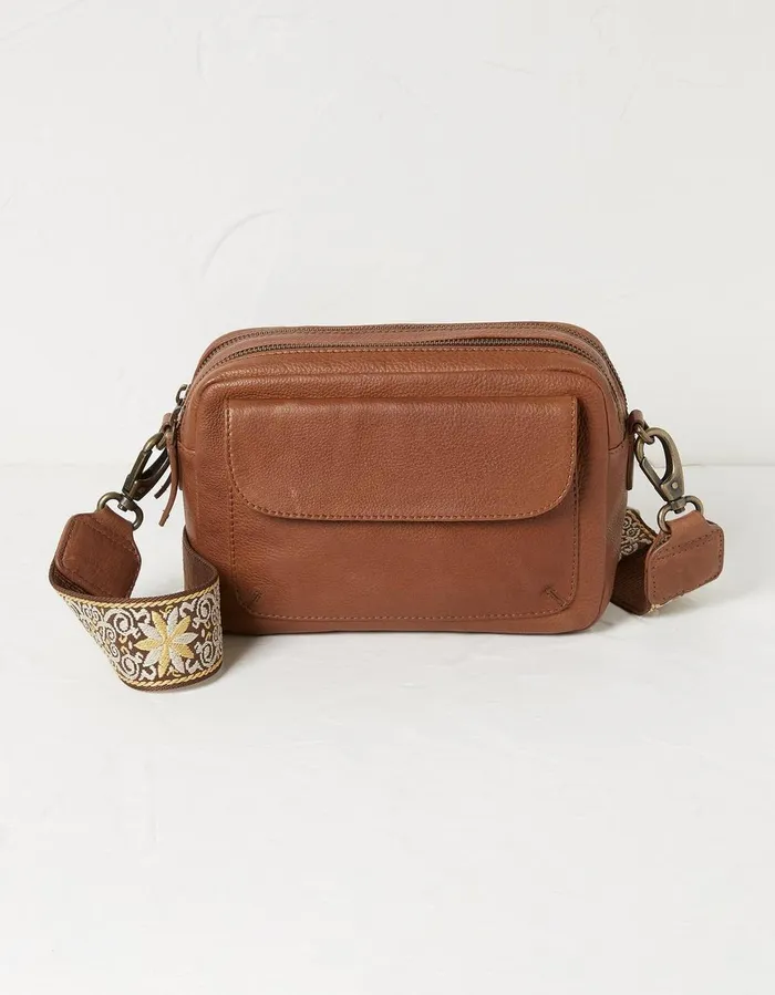 The Oslo Camera Bag Ornate Strap Tan Women FatFace Bags and Purses