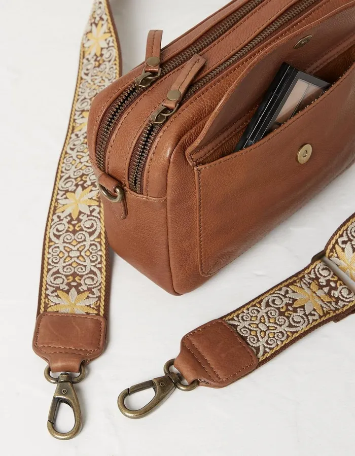 The Oslo Camera Bag Ornate Strap Tan Women FatFace Bags and Purses
