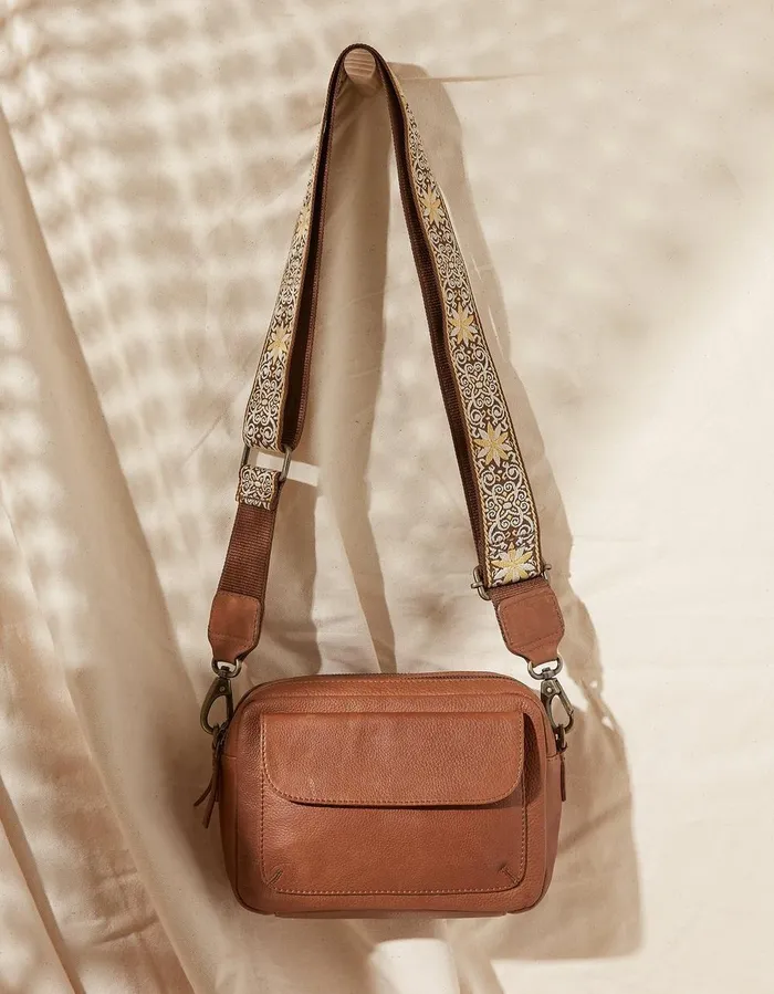 The Oslo Camera Bag Ornate Strap Tan Women FatFace Bags and Purses