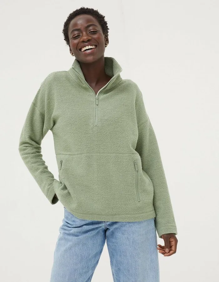 Thea Half Neck Sweatshirt Sage Green Women FatFace Sweatshirts and Hoodies