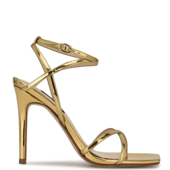 Tidle Ankle Strap Sandals Bronze Women Nine West Heels