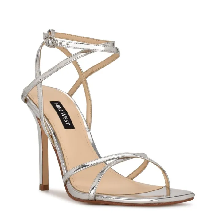 Tidle Ankle Strap Sandals Silver Women Nine West Sandals