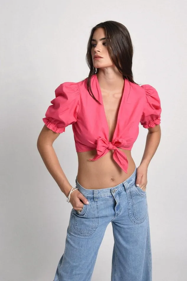 Tie Front Crop Top WATERMELON Women Molly Bracken Tops