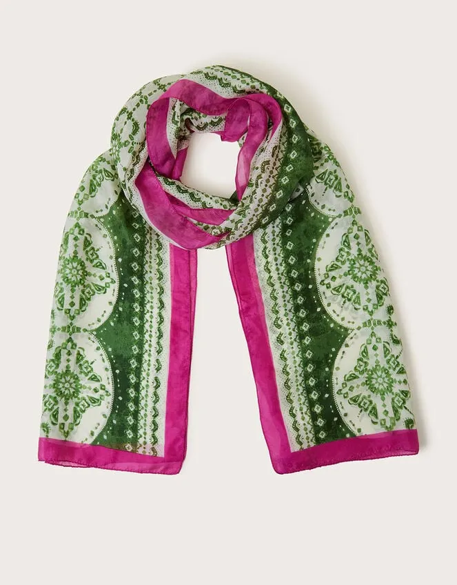 Tile Print Silk Scarf Women Monsoon Scarves