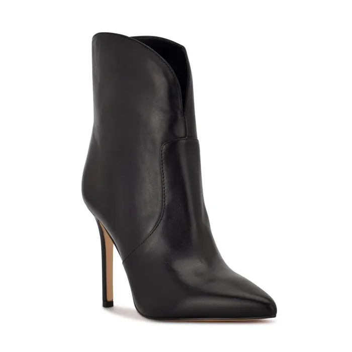Tolate Dress Booties Black Leather Women Nine West Heels