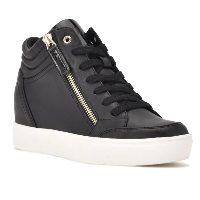 Tons High Top Hidden Wedge Sneakers Black Women Nine West Sneakers