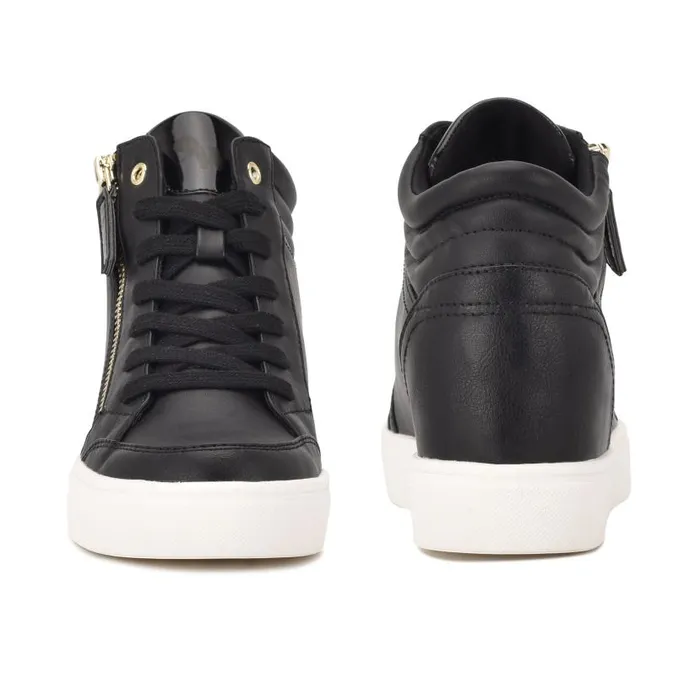 Tons High Top Hidden Wedge Sneakers Black Women Nine West Sneakers