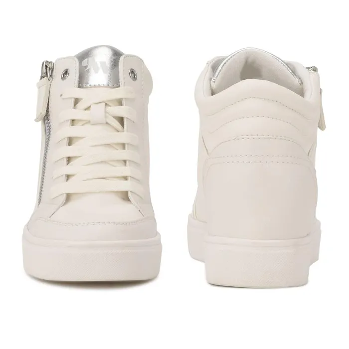 Tons High Top Hidden Wedge Sneakers Whitesilver Women Nine West Sneakers