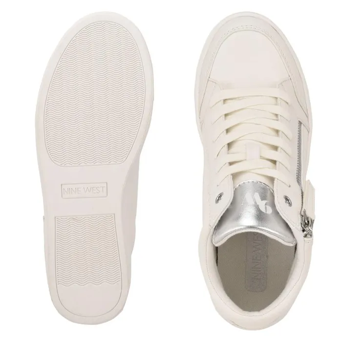 Tons High Top Hidden Wedge Sneakers Whitesilver Women Nine West Sneakers