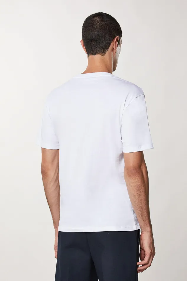 Tops and Shirts Men Patrizia Pepe Cotton TShirt With Feather Print Bianco Ottico