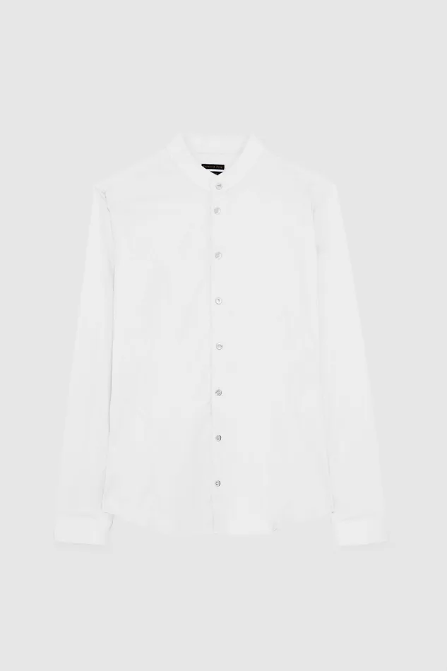 Tops and Shirts Men Patrizia Pepe Shirt In Stretch Cotton Poplin Bianco Ottico