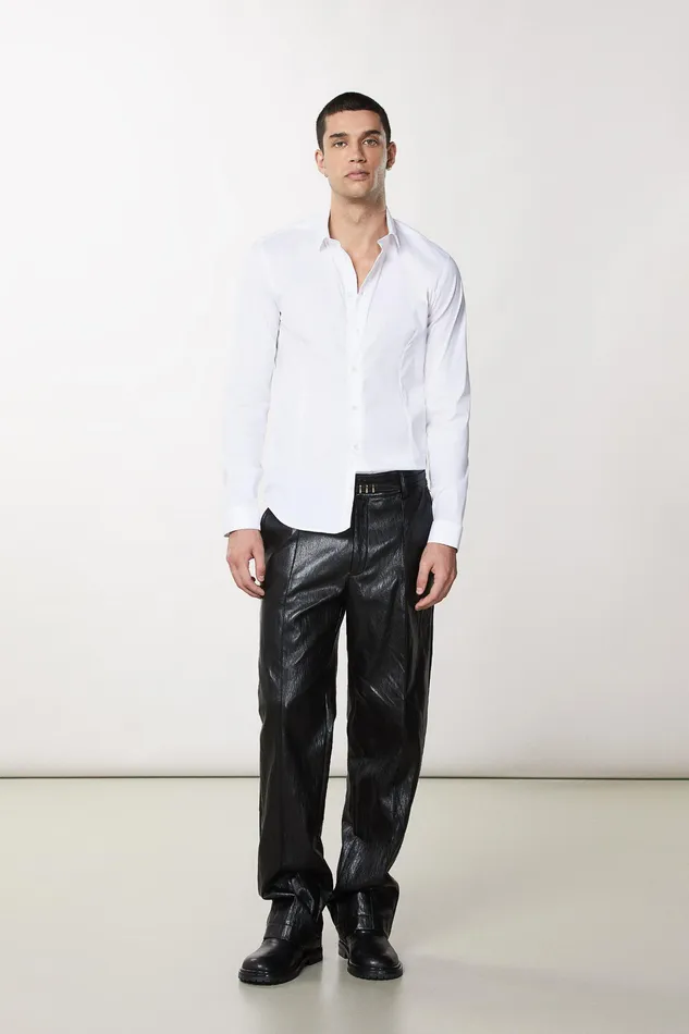 Tops and Shirts Men Patrizia Pepe Stretch Poplin Shirt Bianco Ottico