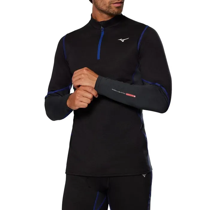 Tops Men Mizuno Merino Wool HZ Blacksurf Blue Tops Men Mizuno Merino Wool HZ Blacksurf Blue