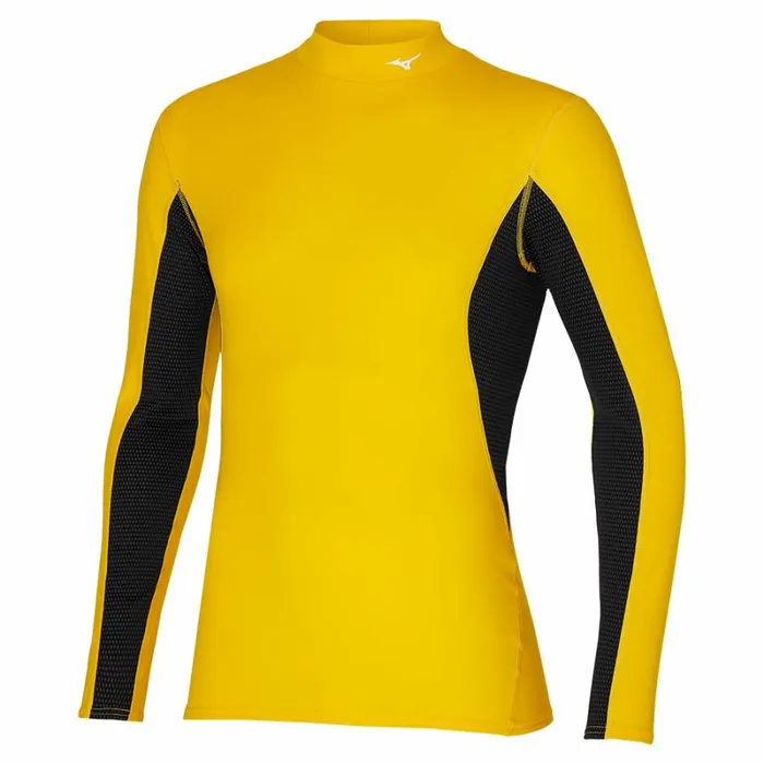 Tops Men Mizuno Mid Weight High Neck Cyber Yellow