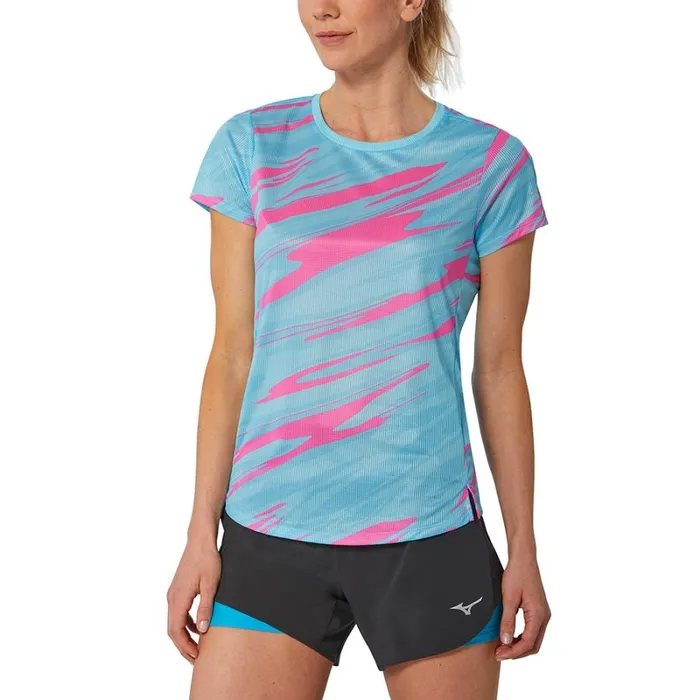 Tops Women Mizuno Dryaeroflow Graphic Tee Antigua Sand