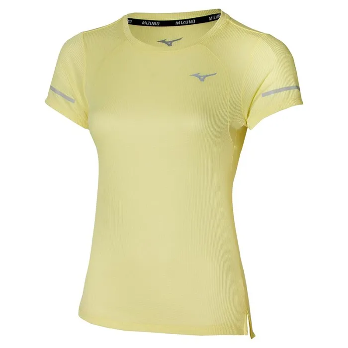 Tops Women Mizuno Dryaeroflow Tee Pale Lime Yellow